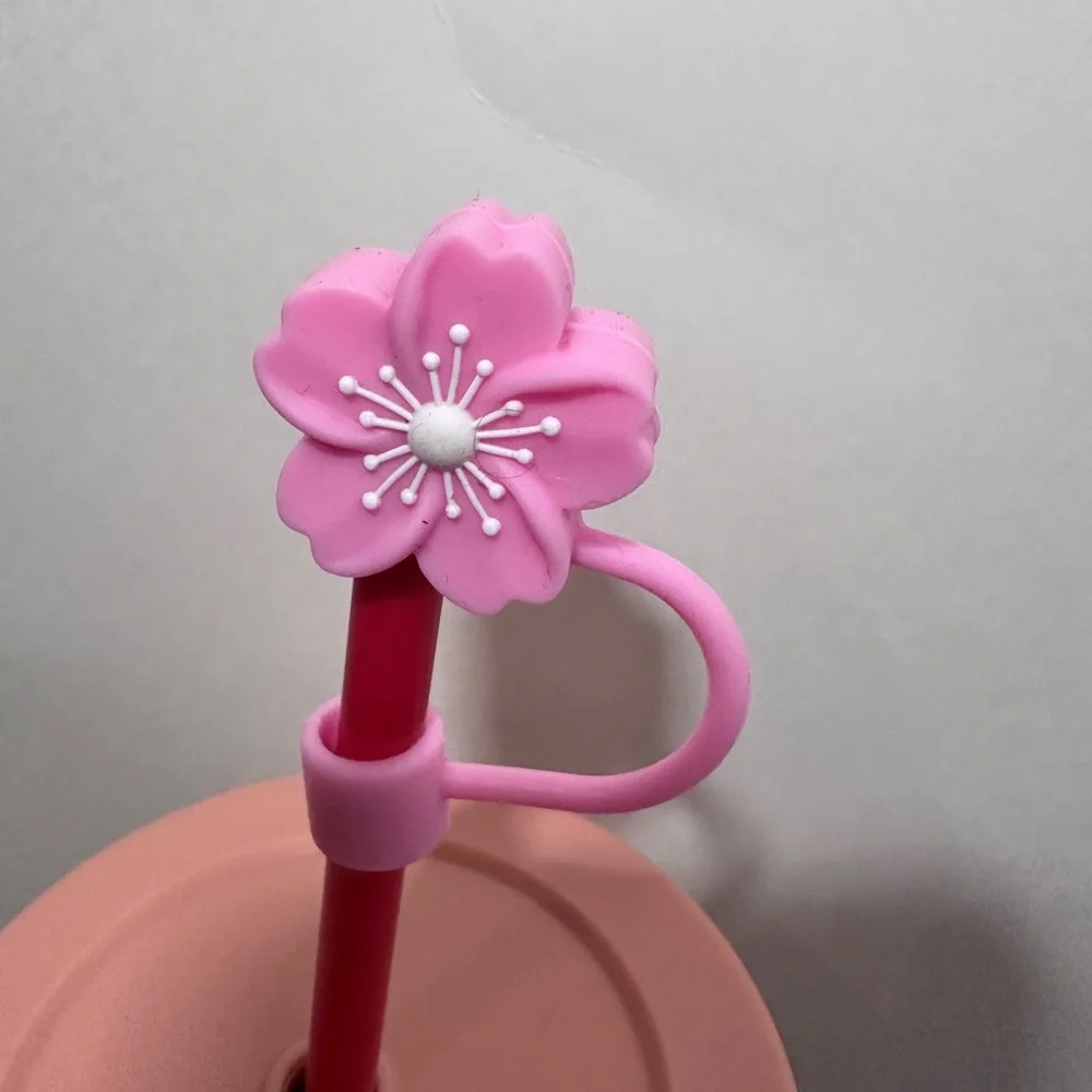 Stanley/Starbucks Cherry Blossoms Straw Cover/Topper ~Pink and White - Picture 3 of 4